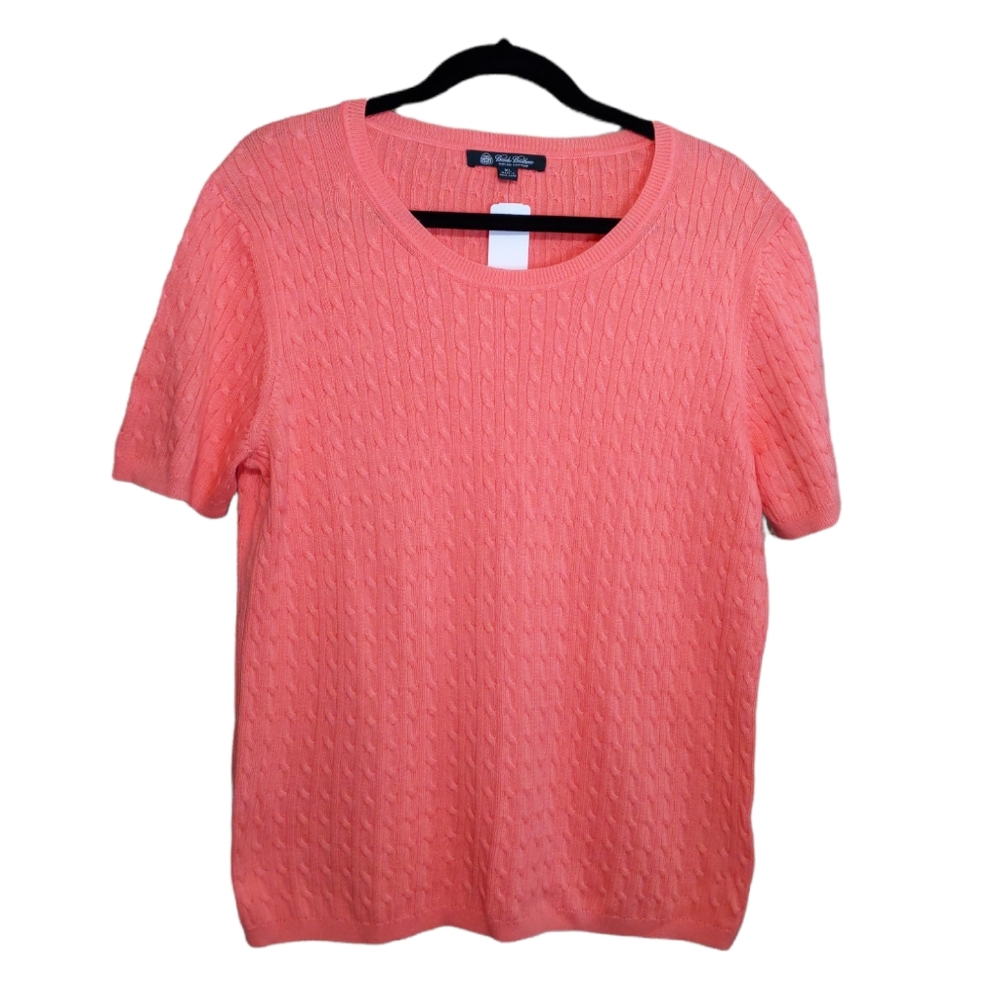Brooks Brothers short sleeve supima cotton cable knit top